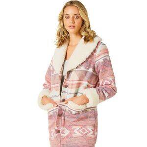 Wrangler® Women's Retro® Southwest Print Coat - Rosa Pink Medium NWOT